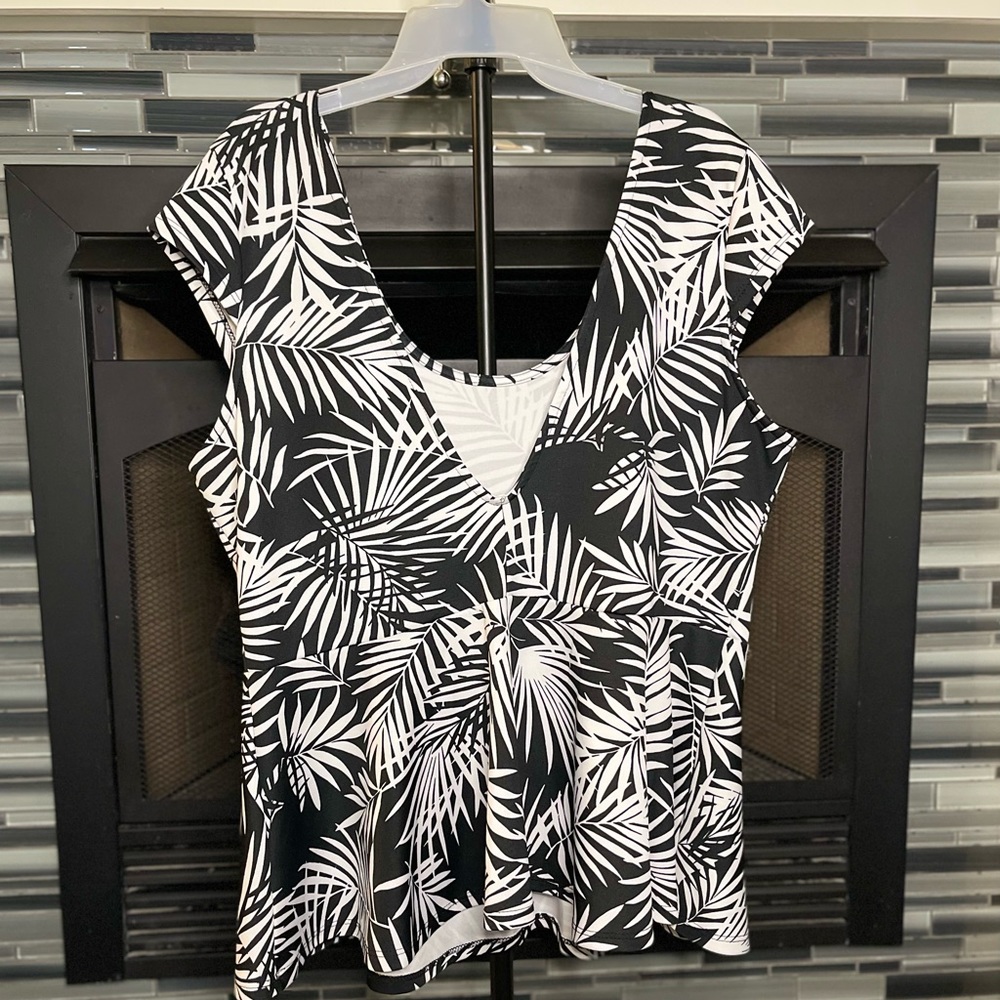 Lovesick Black And White Peplum Print Top | Color: Black/White | Size: XXL / 2XL